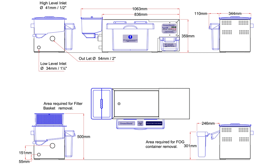 GS1850 AST-PF Dimensional Drawing
